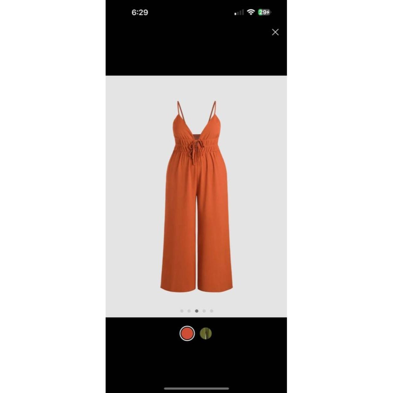 Curve & Plus Solid Shirred Knotted Vneck Jumpsuit... Depop