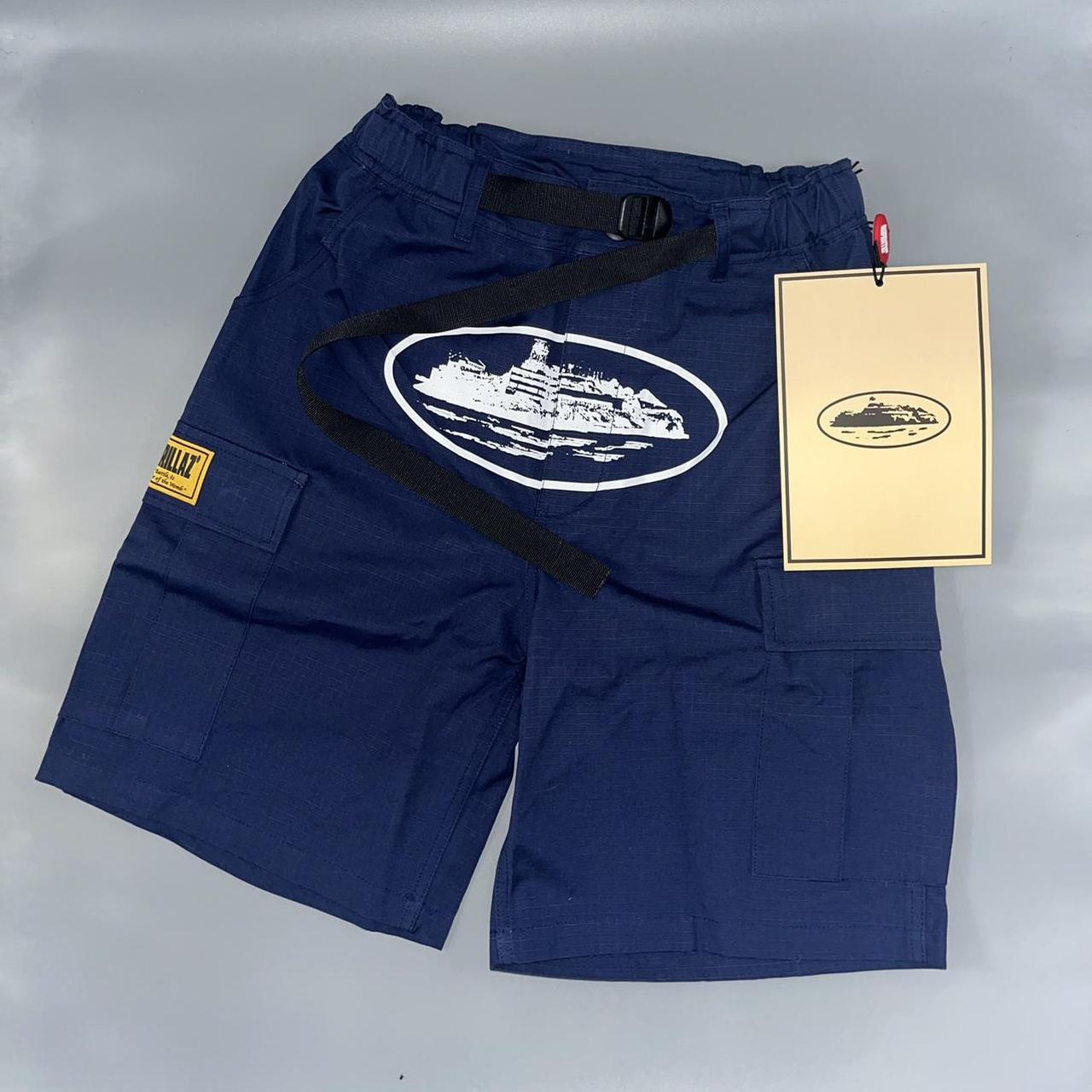 Corteiz OG Guerillaz Cargo Shorts Navy /... - Depop