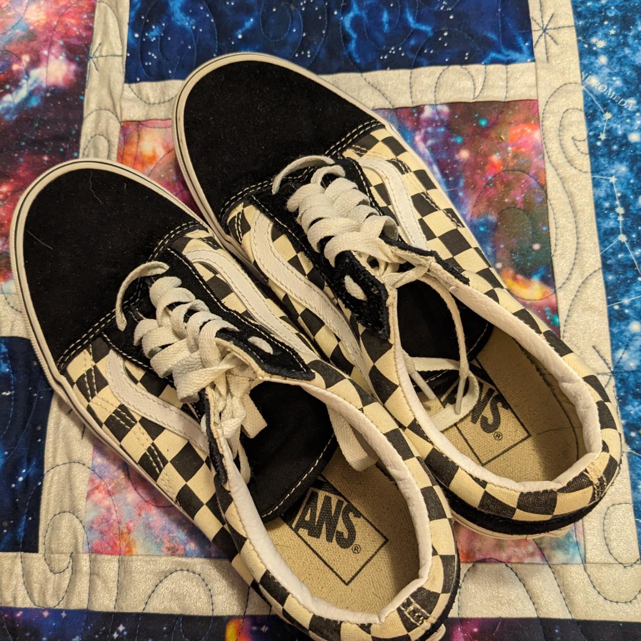 Checkered vans with white laces. Only worn a couple. Depop