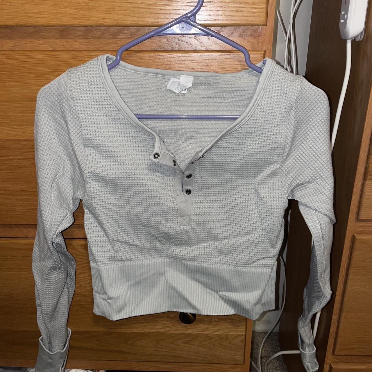 Aerie Women S Blue And Grey Shirt Depop