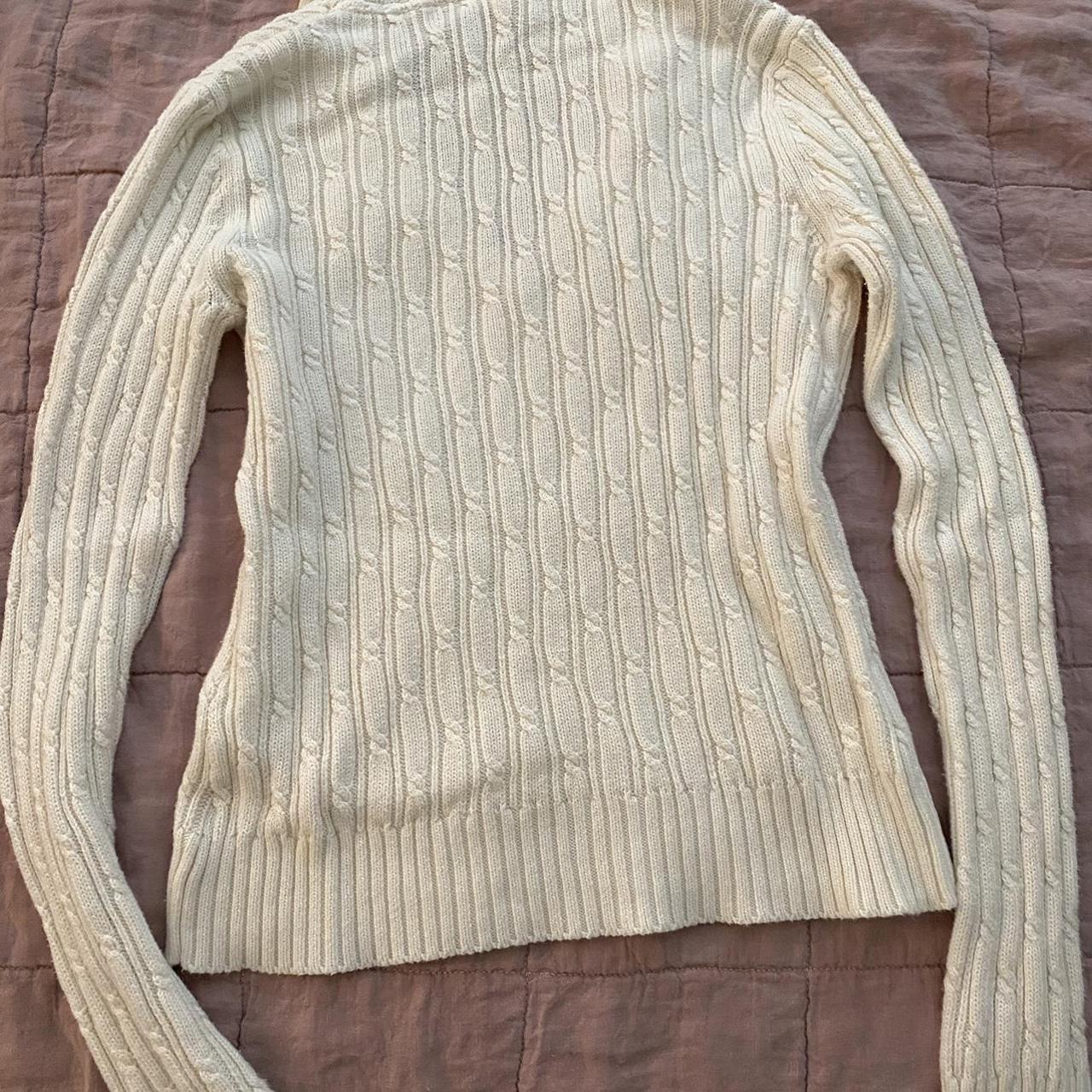 White knit sweater with hood - Depop