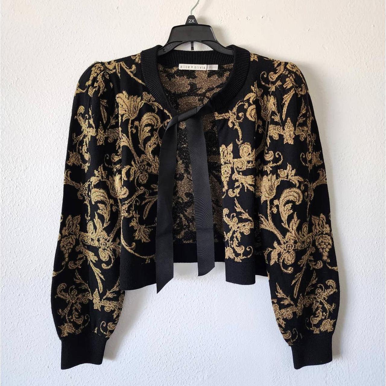 Alice & Olivia Kitty Baroque Print Puff Sleeve... - Depop