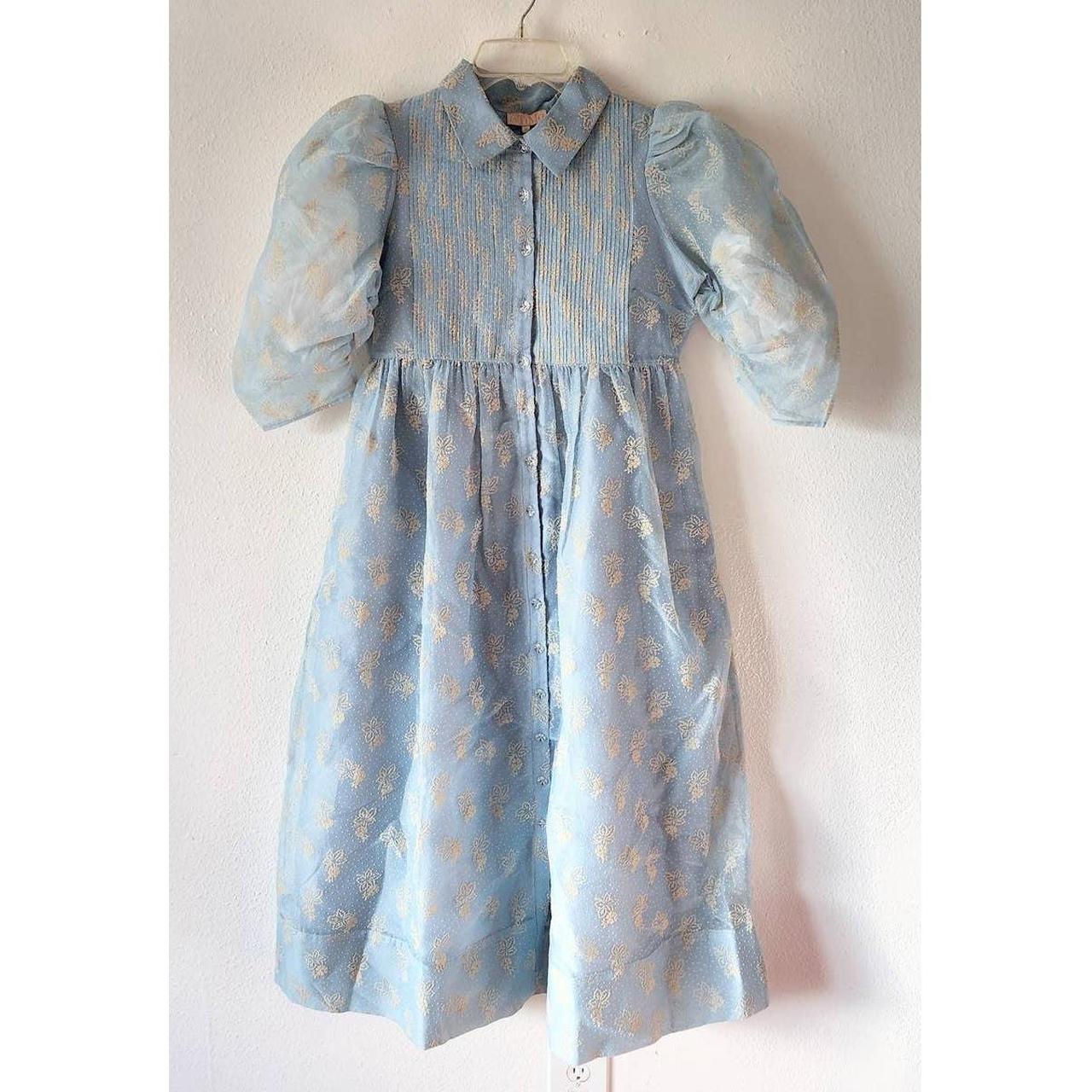 ByTiMo Organza Puff Sleeve Midi Dress In Dots Size... - Depop