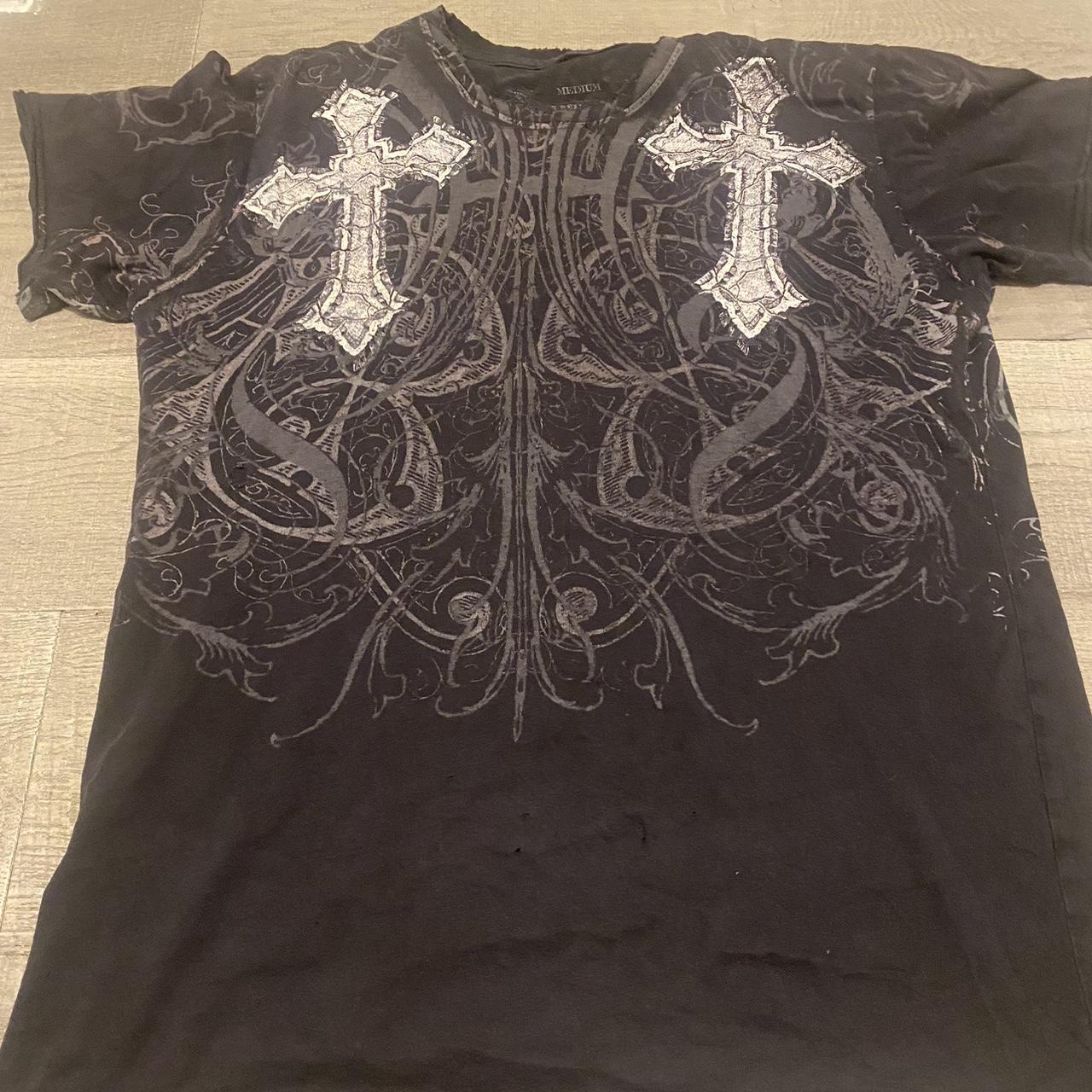 Affliction Men's Black T-shirt | Depop