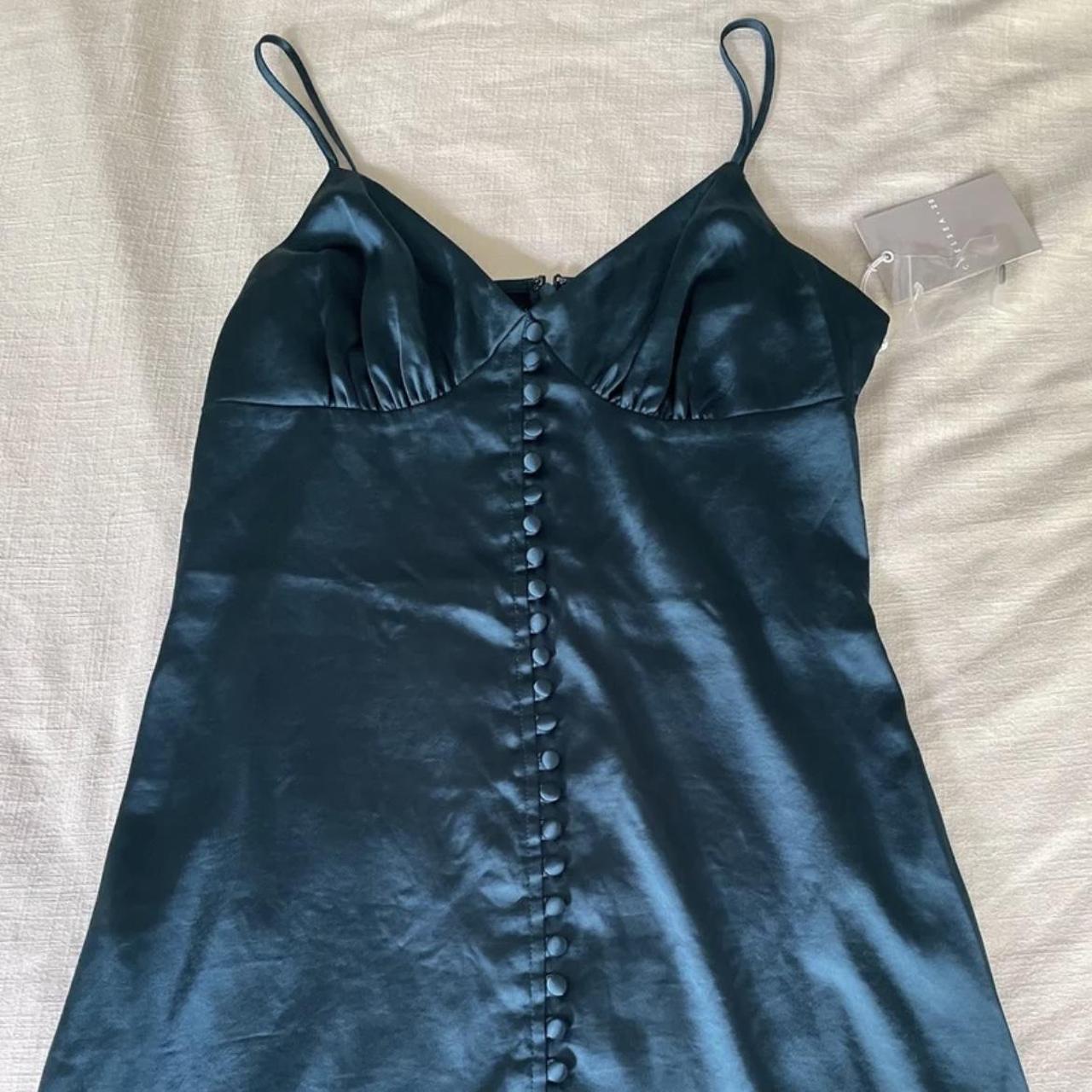 Blue Satin button down dress by Chelsea 28 -bought... - Depop