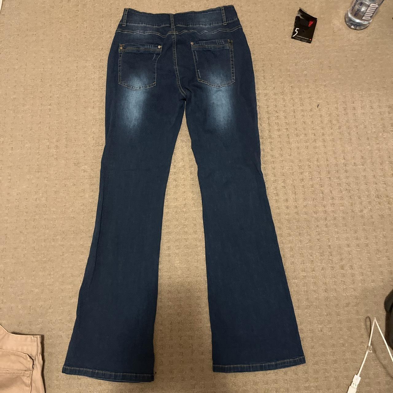 Low waisted dark wash flared jeans. never worn them... - Depop