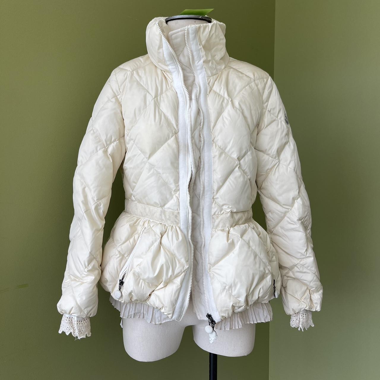 Moncler Women's White and Cream Jacket | Depop