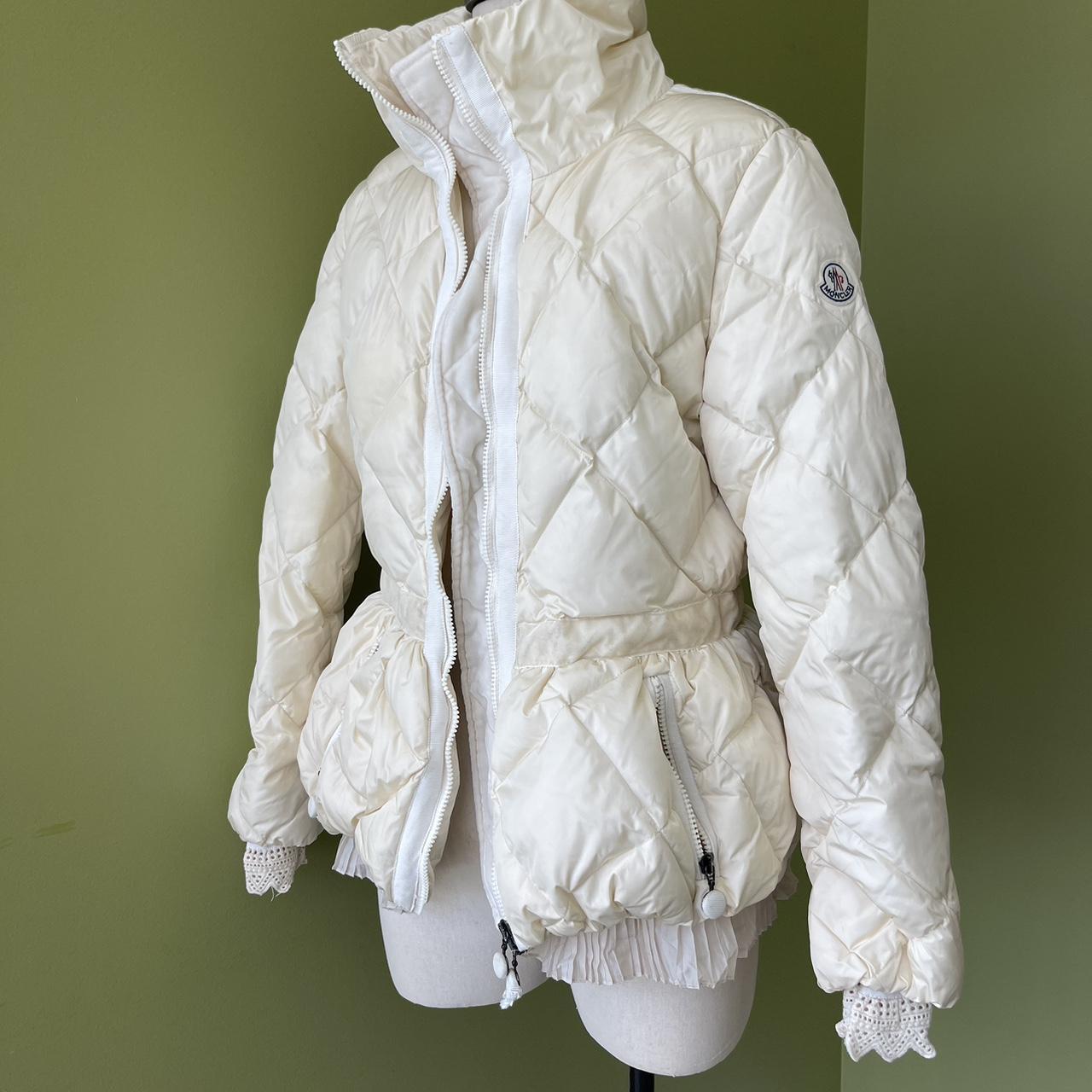 Moncler Women's White and Cream Jacket | Depop