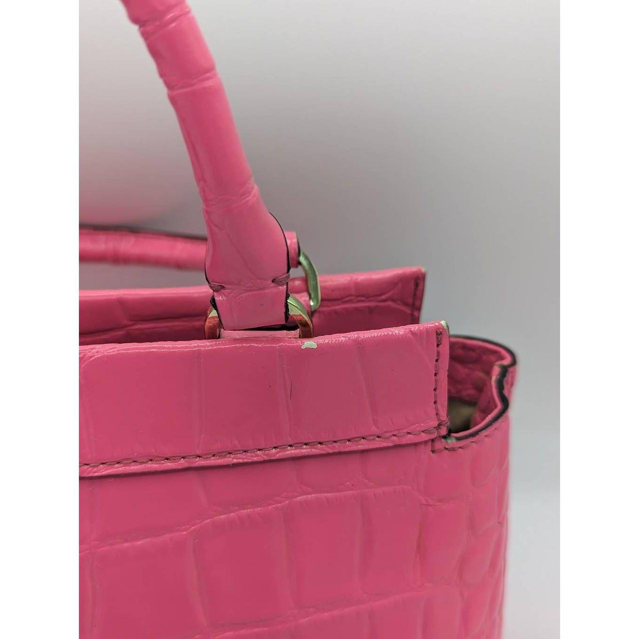 Kate Spade Vintage Barbie Pink Croc Print Leather - Depop