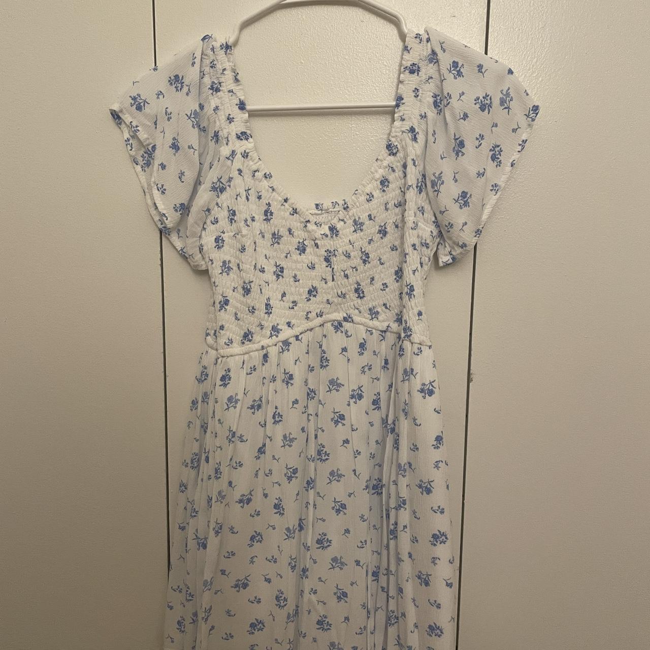 Hollister Blue White Floral Mini Dress Comes with... - Depop