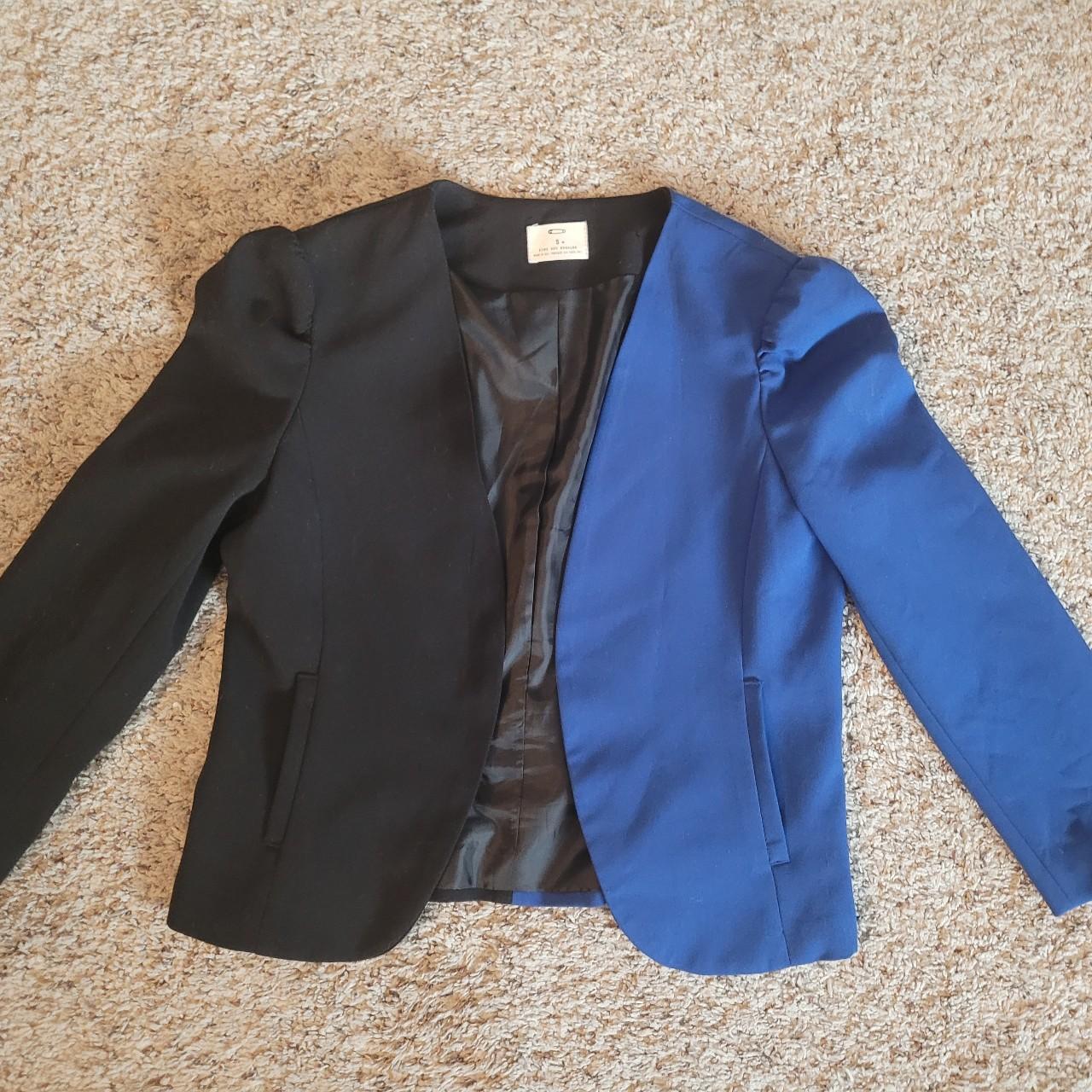 Pins & Needles Women's Black and Blue Jacket Depop