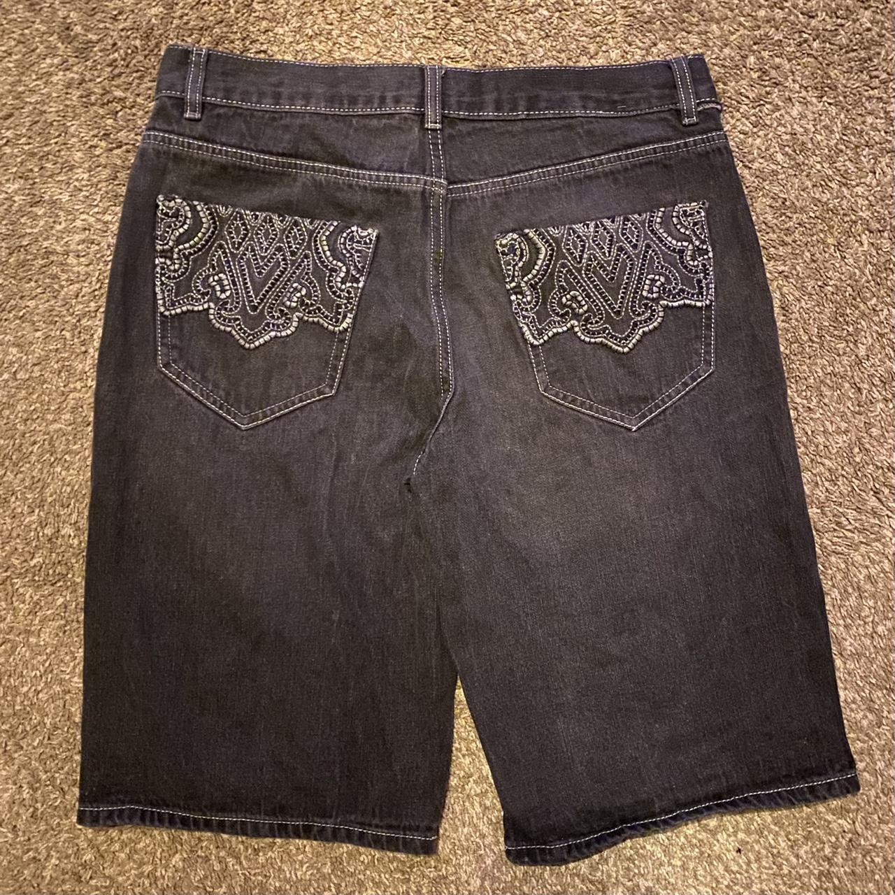 vintage avirex jorts ash black fire embroidery on... - Depop