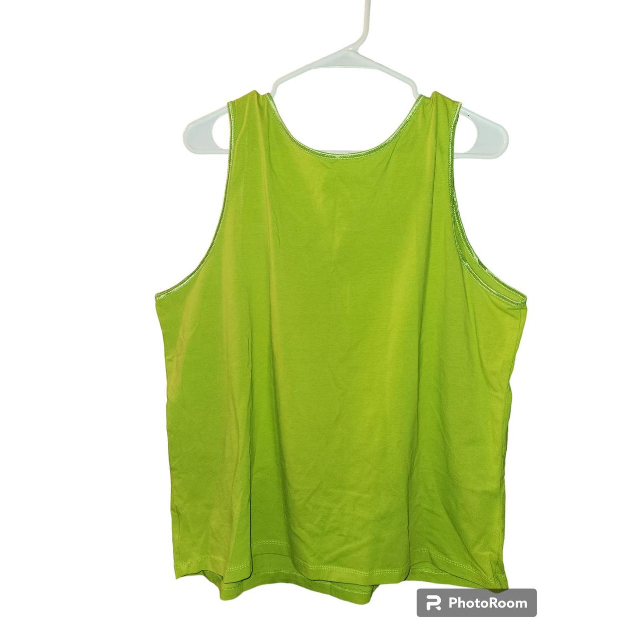 Plus size, lime green tank top. Made by Kim Rogers.... Depop