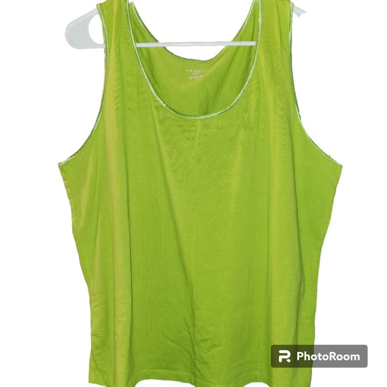 Plus size, lime green tank top. Made by Kim Rogers.... Depop