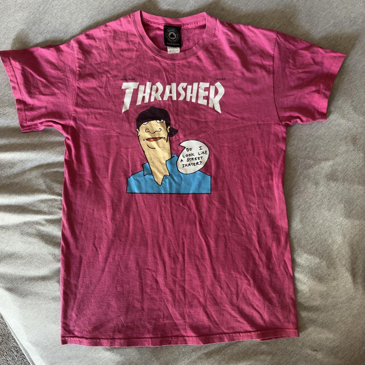 Thrasher pink tee Worn a few times small holes on