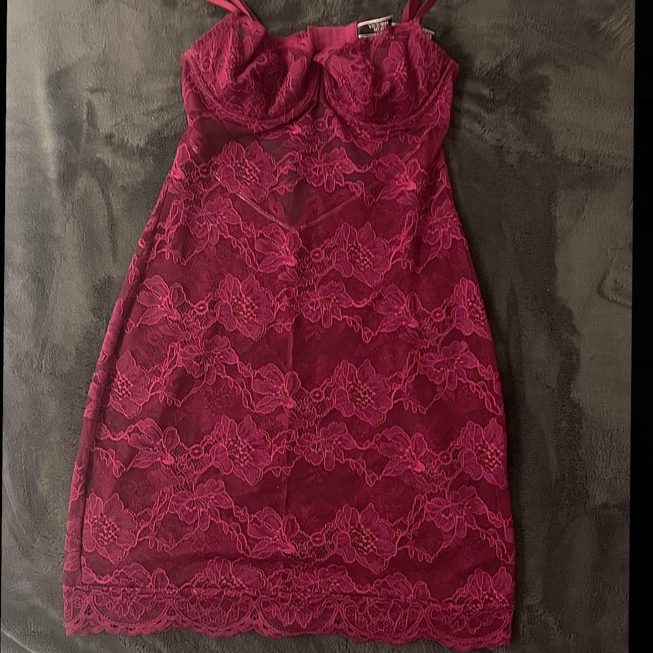 Victoria’s Secret Full Lace Slip dress in burgundy... - Depop