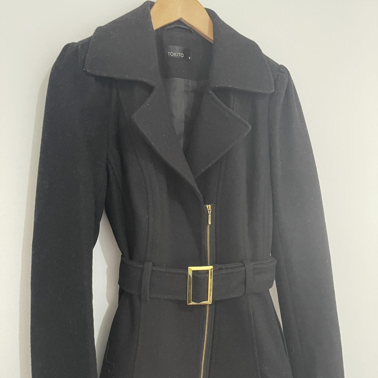Tokito Black Trench Coat Size 6, size 6,
