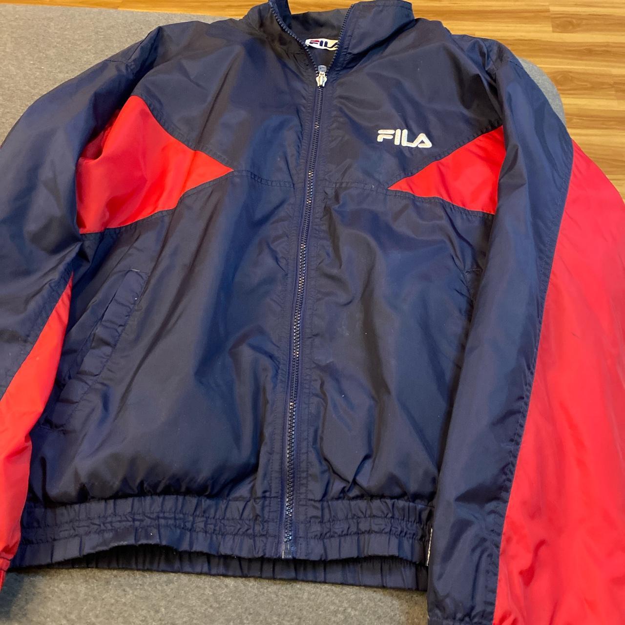 Fila Men's Navy and Red Coat | Depop