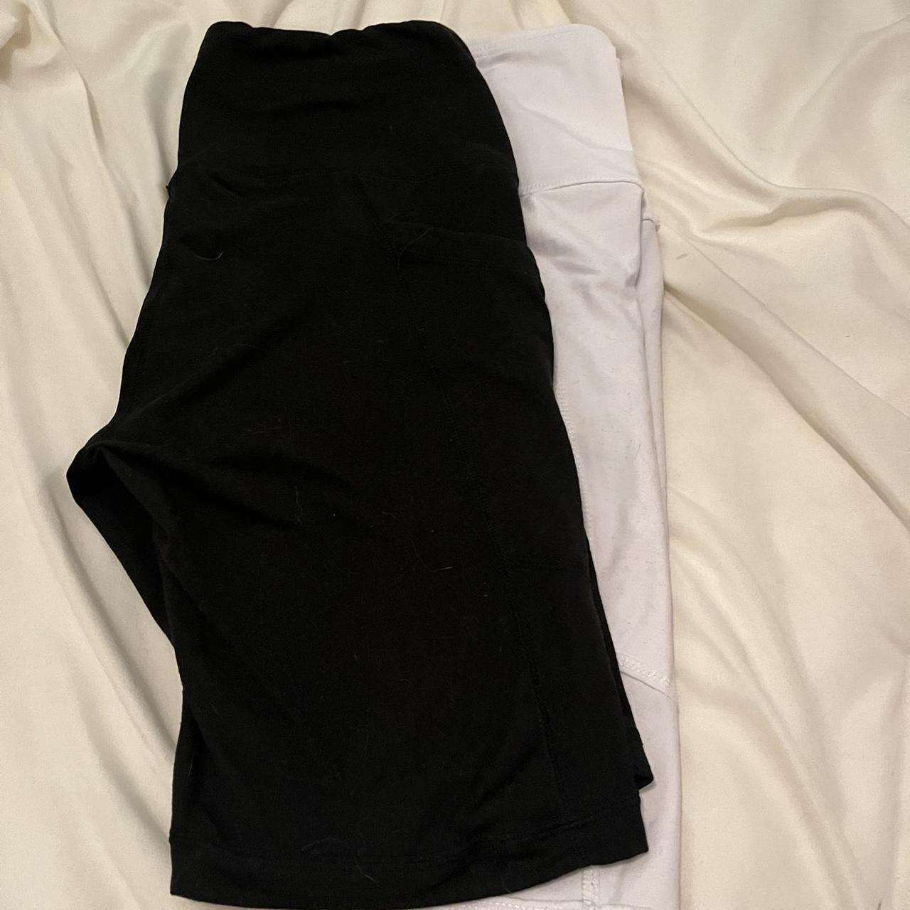 SET of black and white biker shorts from amazon.... - Depop