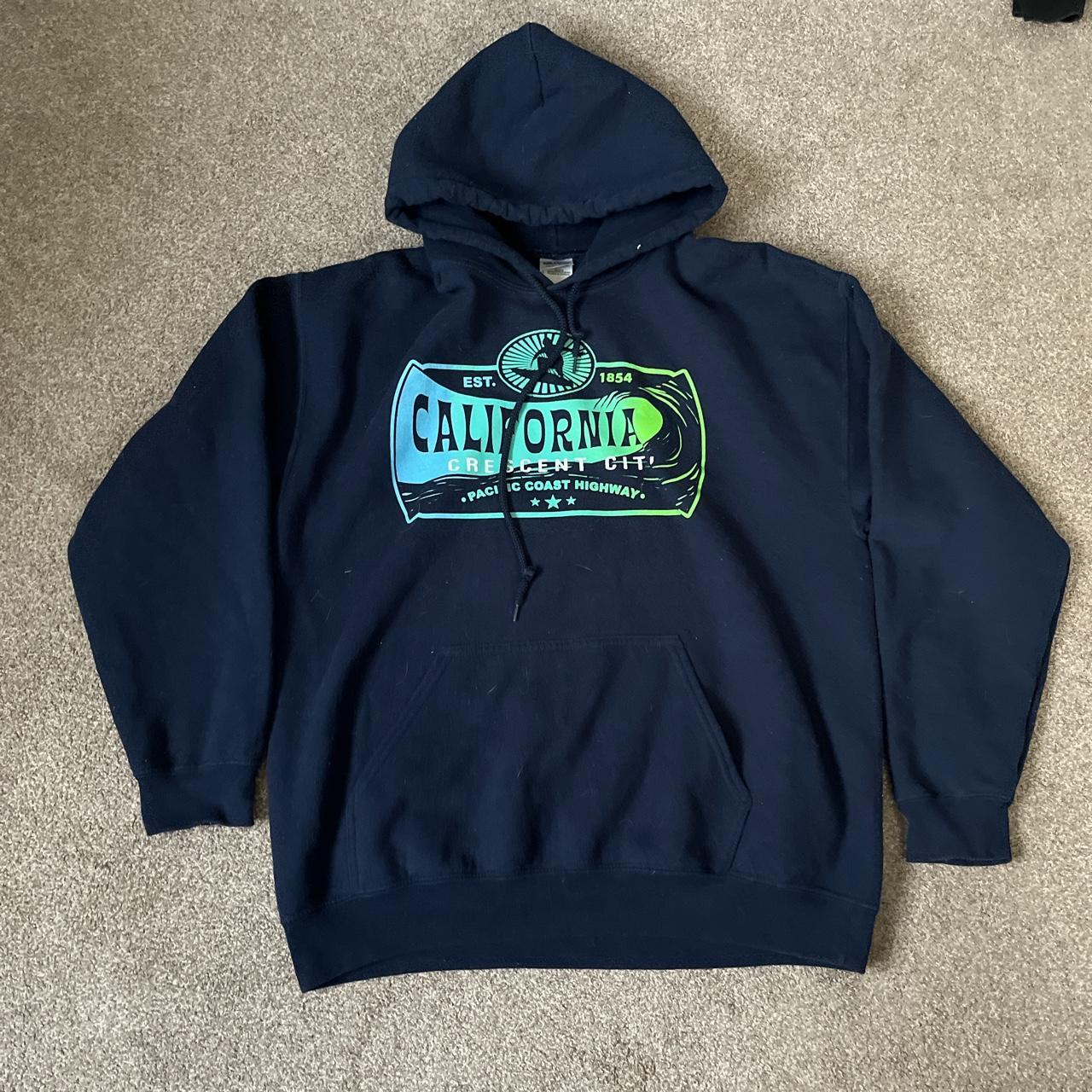 Men's Navy and Blue Hoodie | Depop