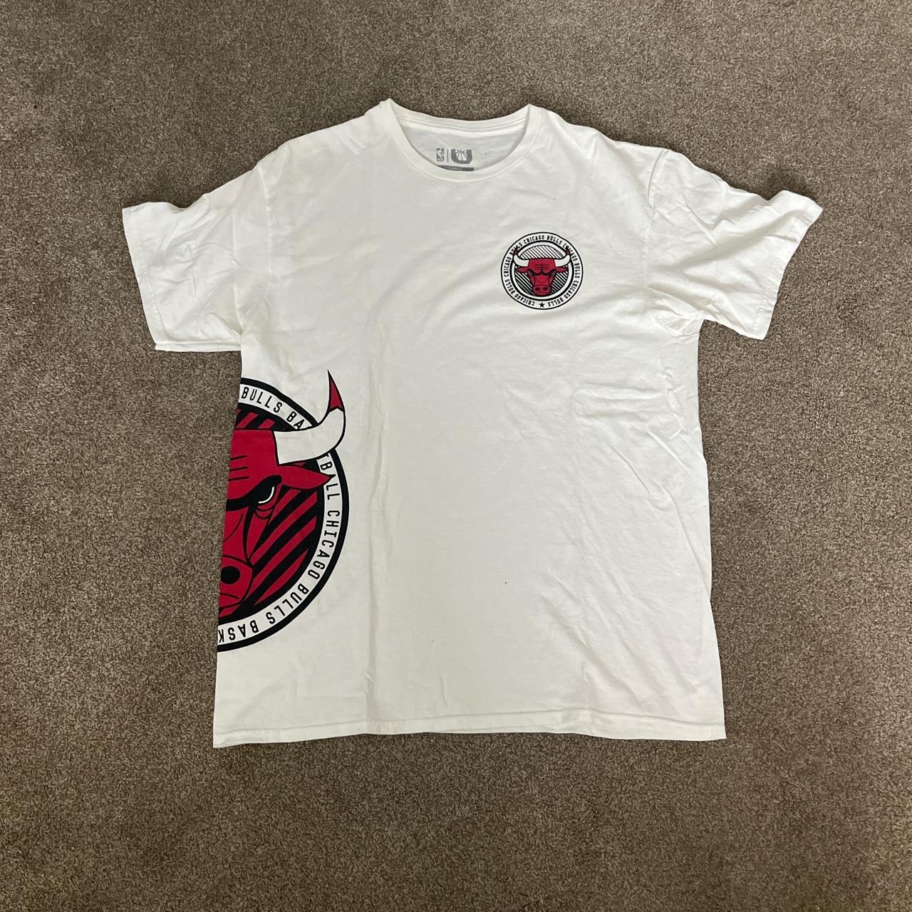 - vintage chicago bulls white graphic tshirt with... - Depop