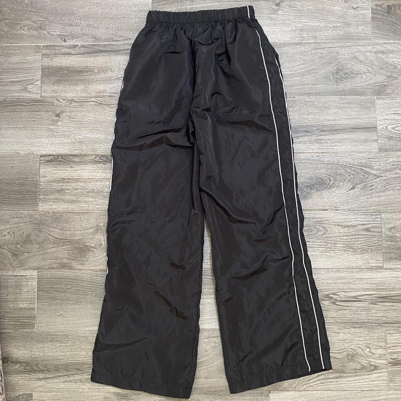 [ Black w/ White Lines Windbreaker Pant ] >... - Depop