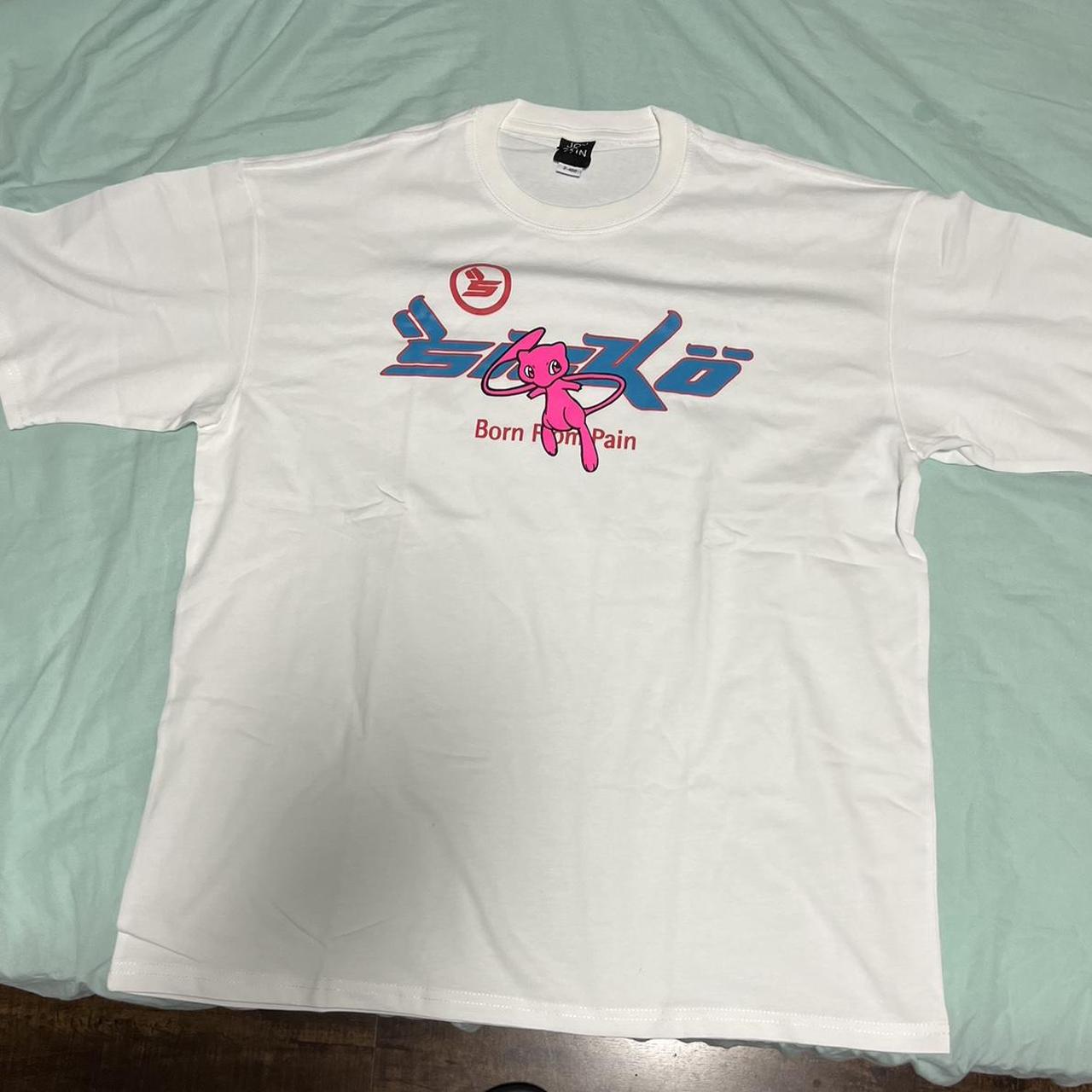 Sicko born from pain pink and blue mew tee size... - Depop