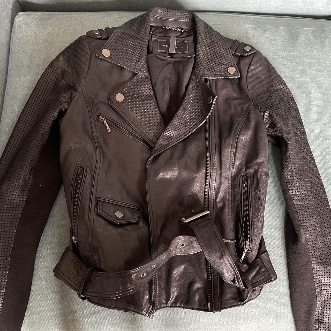 Bcbg black leather jacket best sale