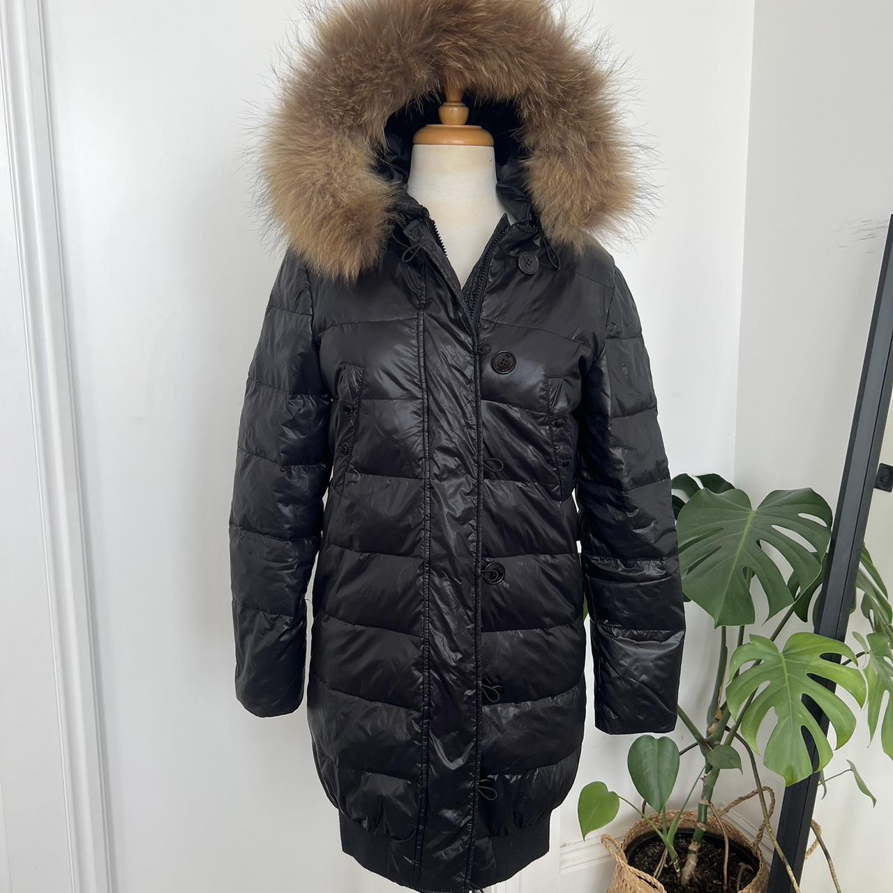 Longline Puffer Jacket with Removable Fur Hood size... - Depop