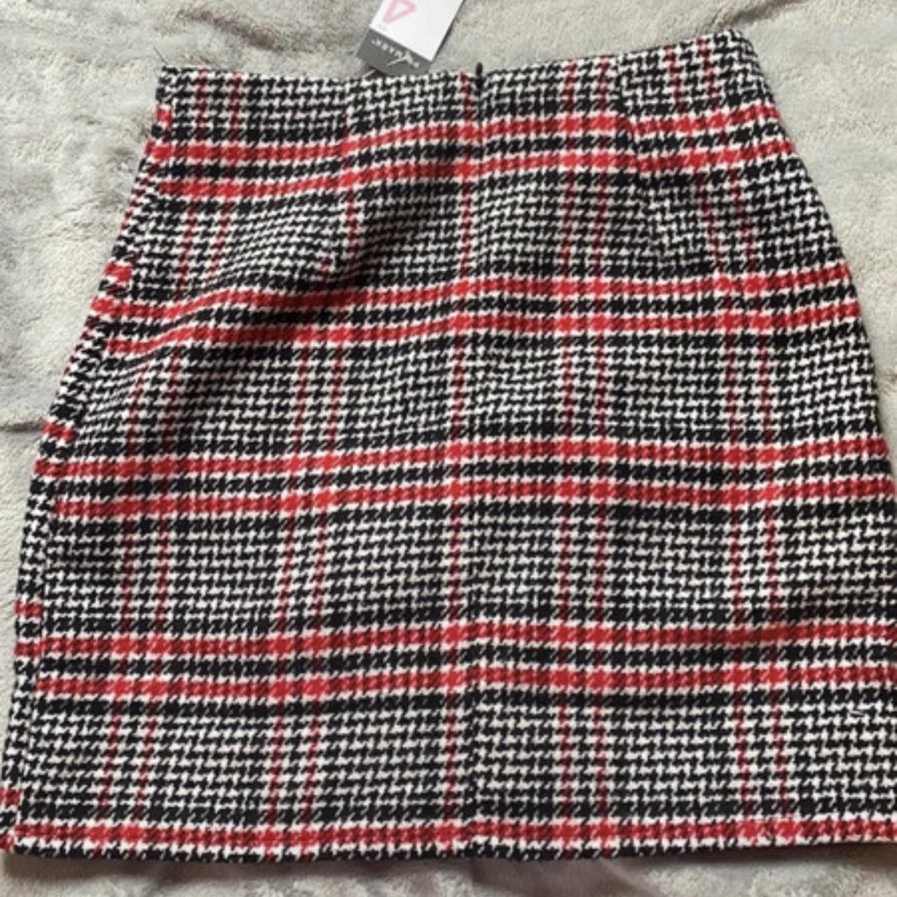 Red, black and white tartan skirt. Yk woman’s size... - Depop