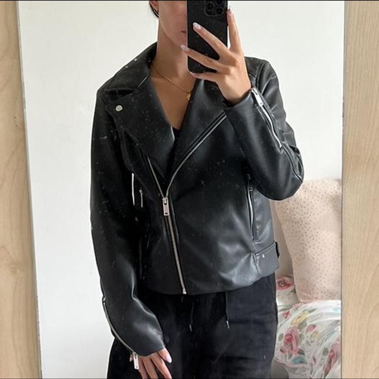 Brand new H&M vegan leather jacket. Silver hardware,... - Depop