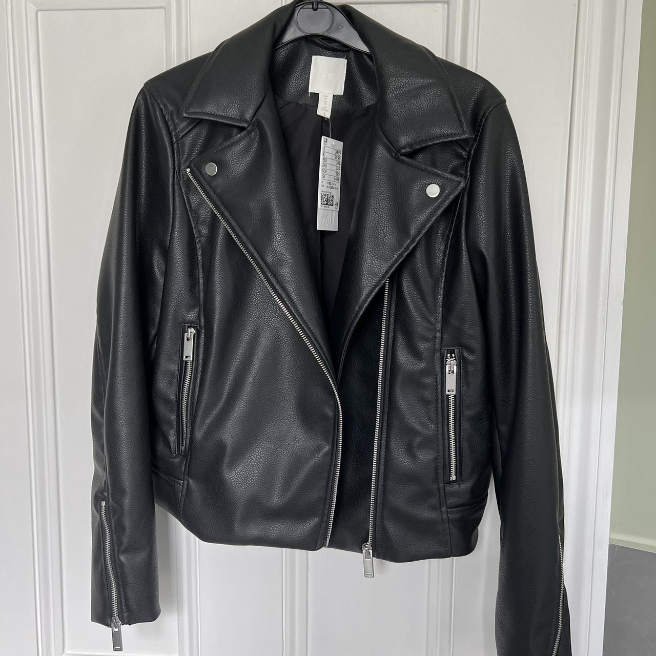 Brand new H&M vegan leather jacket. Silver hardware,... - Depop