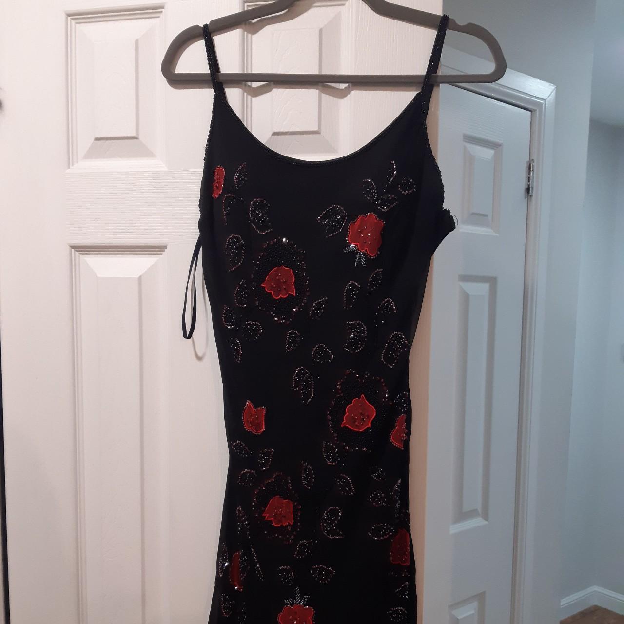Black and red beaded dress vintage - Depop