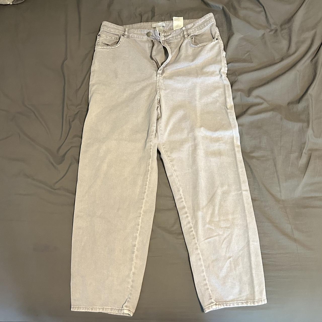 H&M grey straight jeans size- 10 - Depop