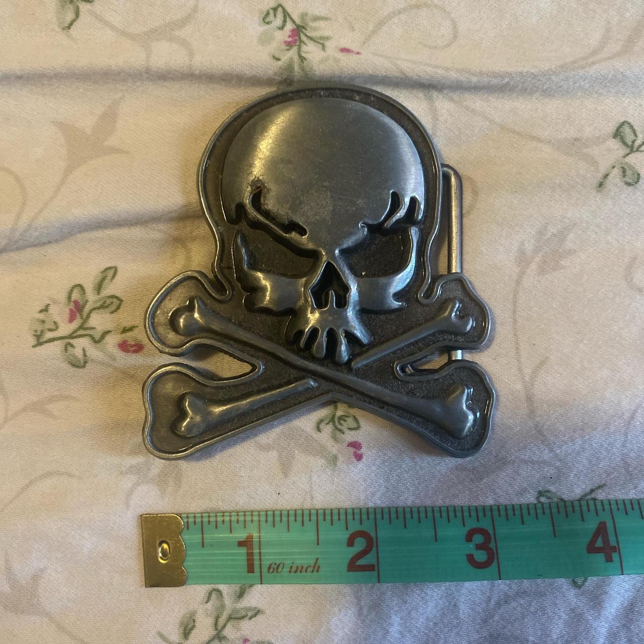 silver skull belt buckle can put on any detachable belt - Depop