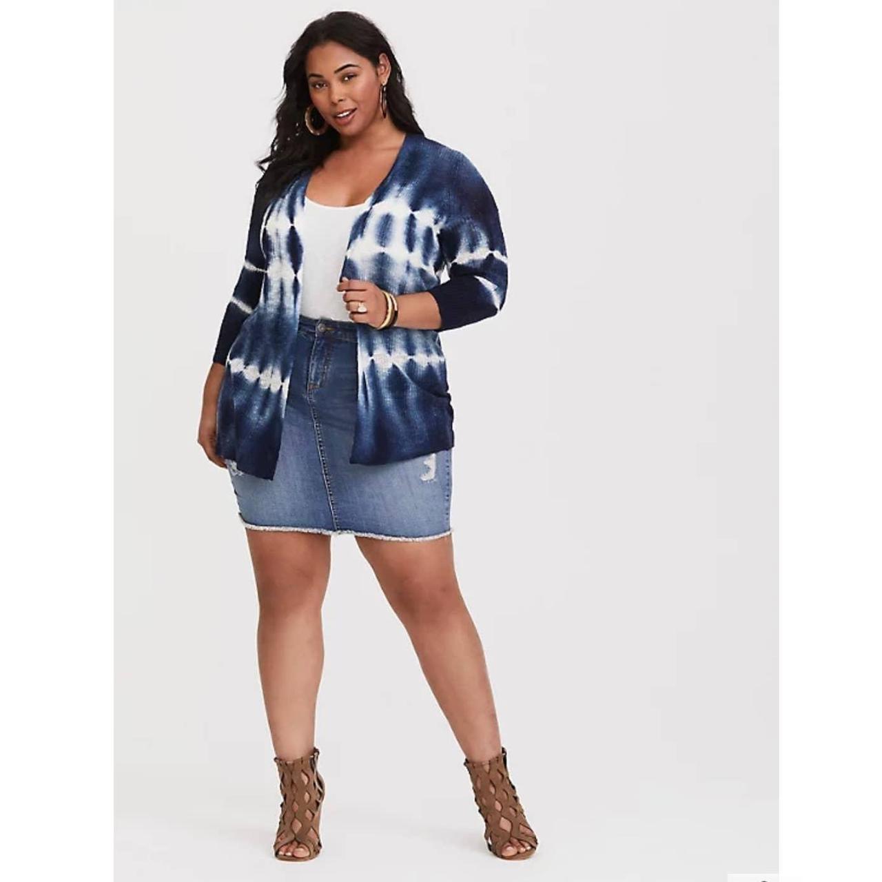 TORRID Tie Dye Knit Cardigan Sweater Color Navy Depop