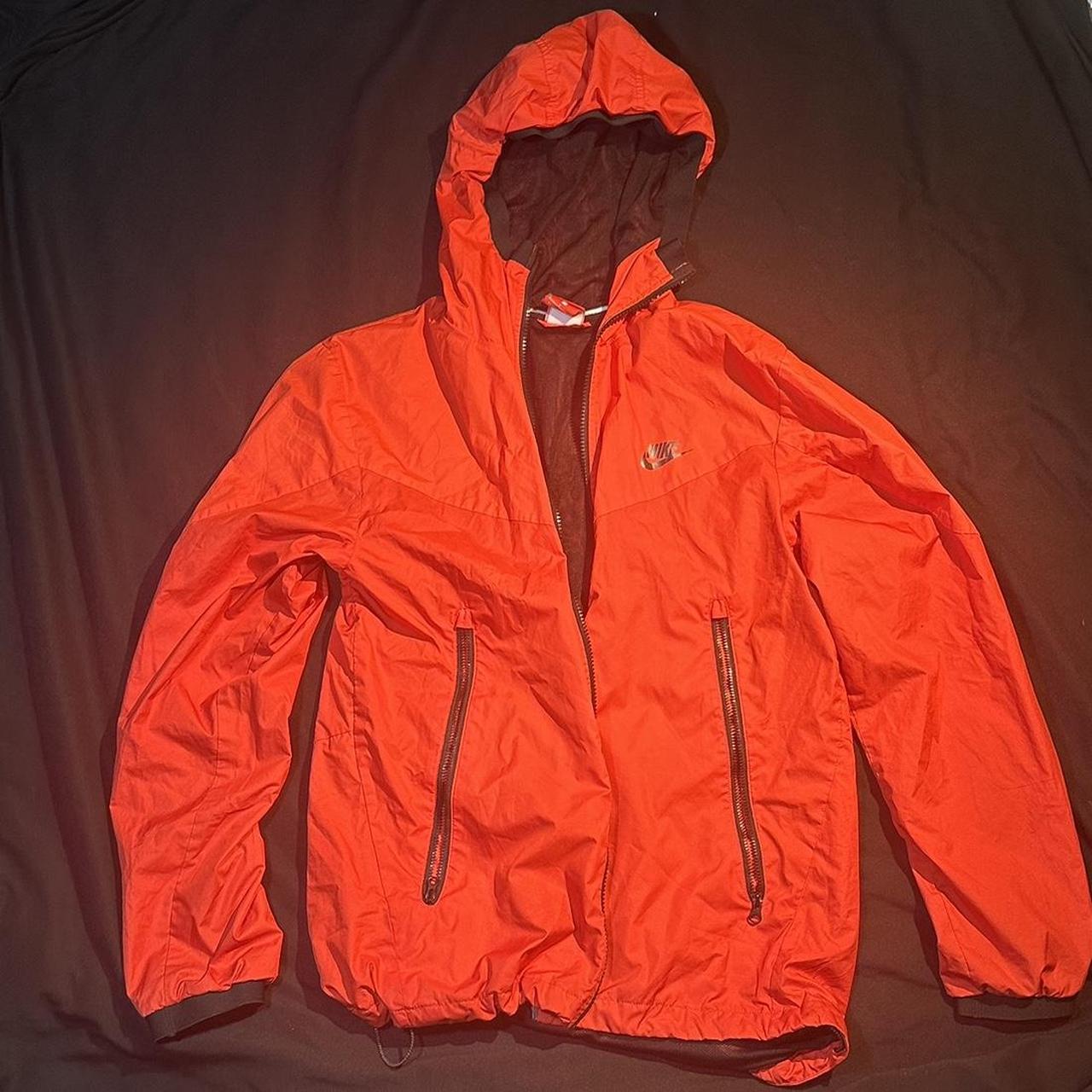 bright red orange windbreaker size small broken... - Depop