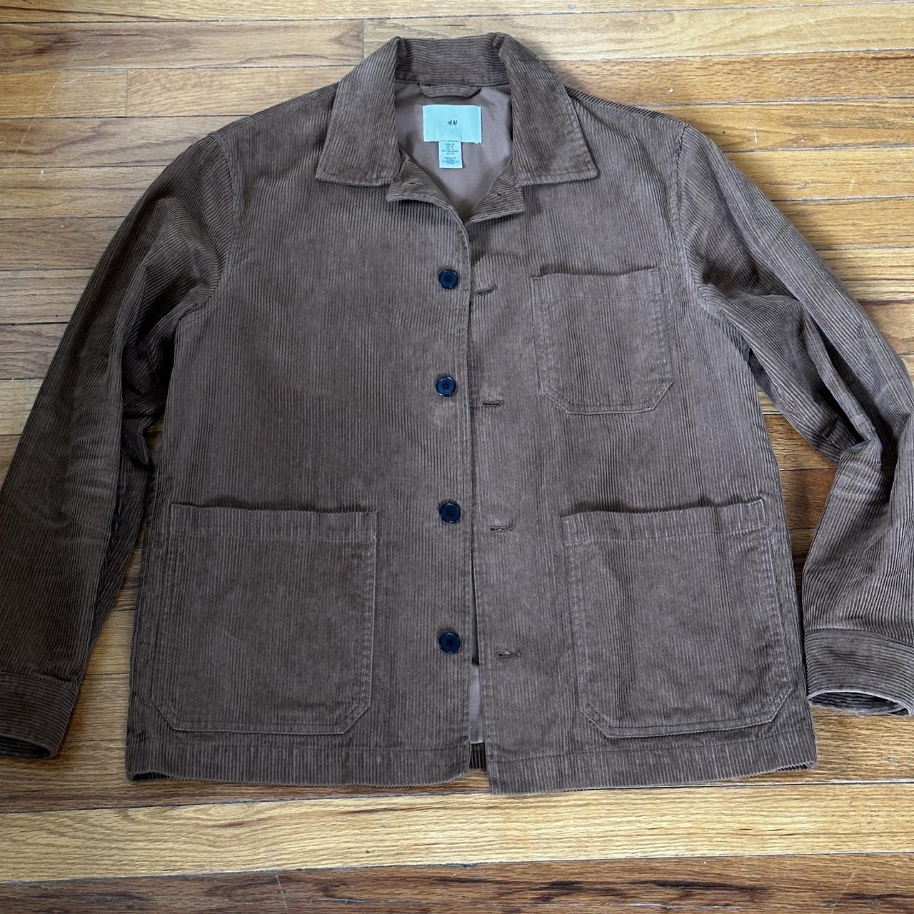 H&M Brown corduroy chore coat, polyester lined... - Depop