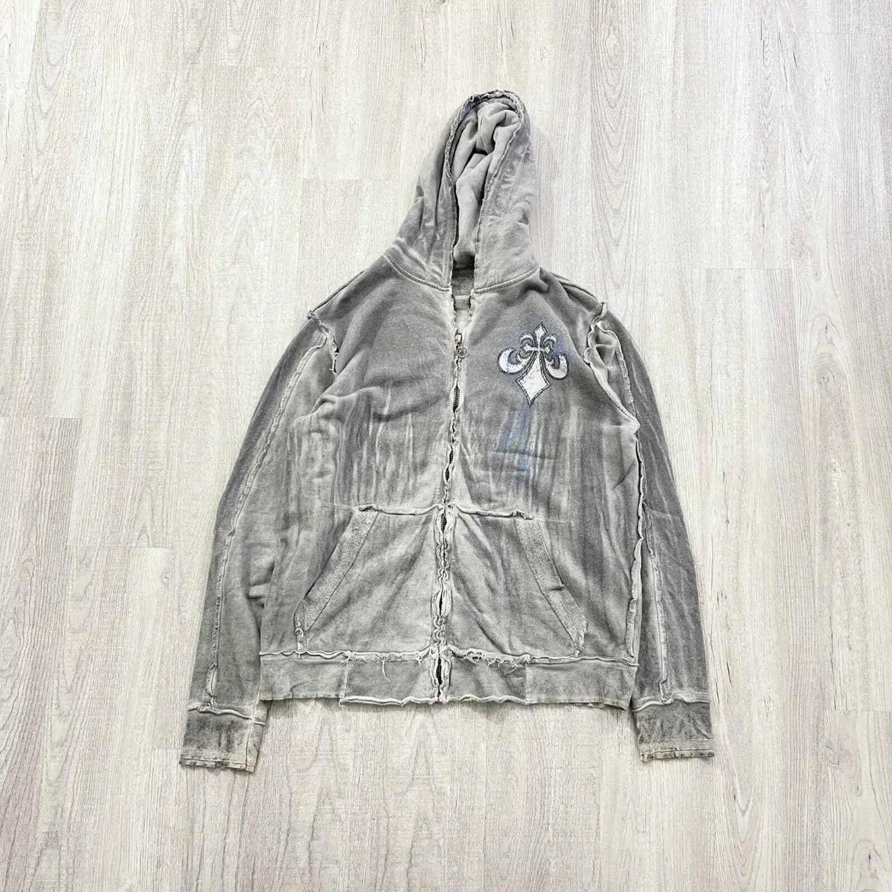 Affliction Men's Grey Hoodie | Depop