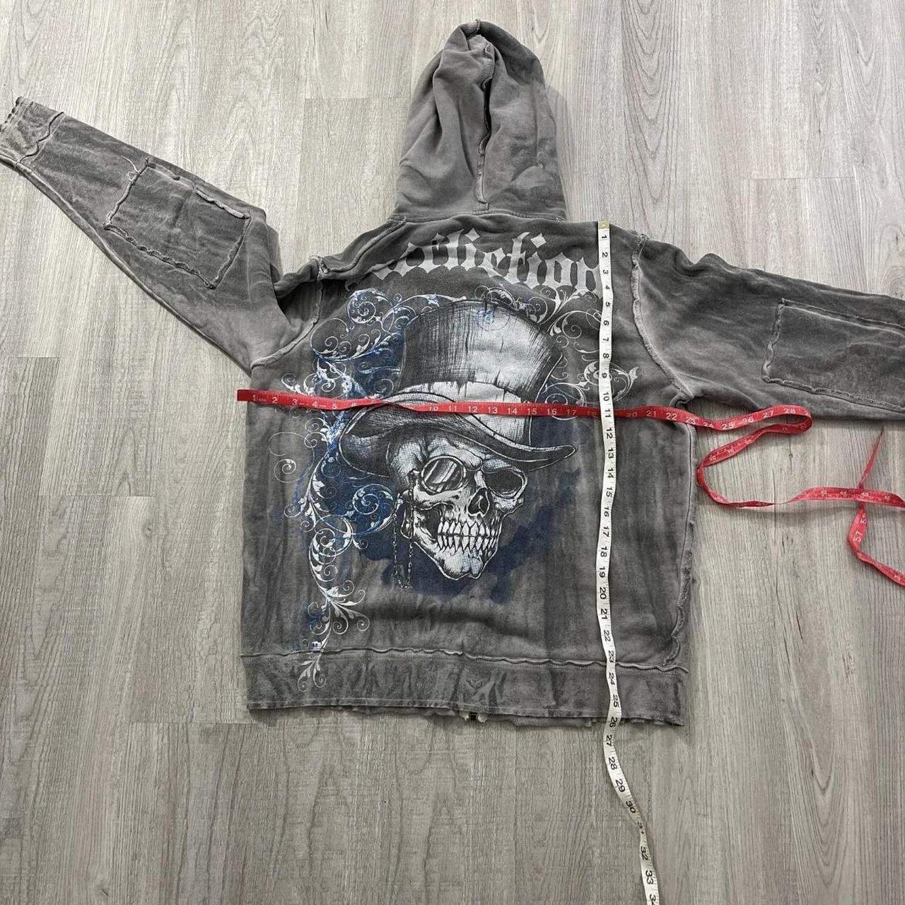 Affliction Men's Grey Hoodie | Depop