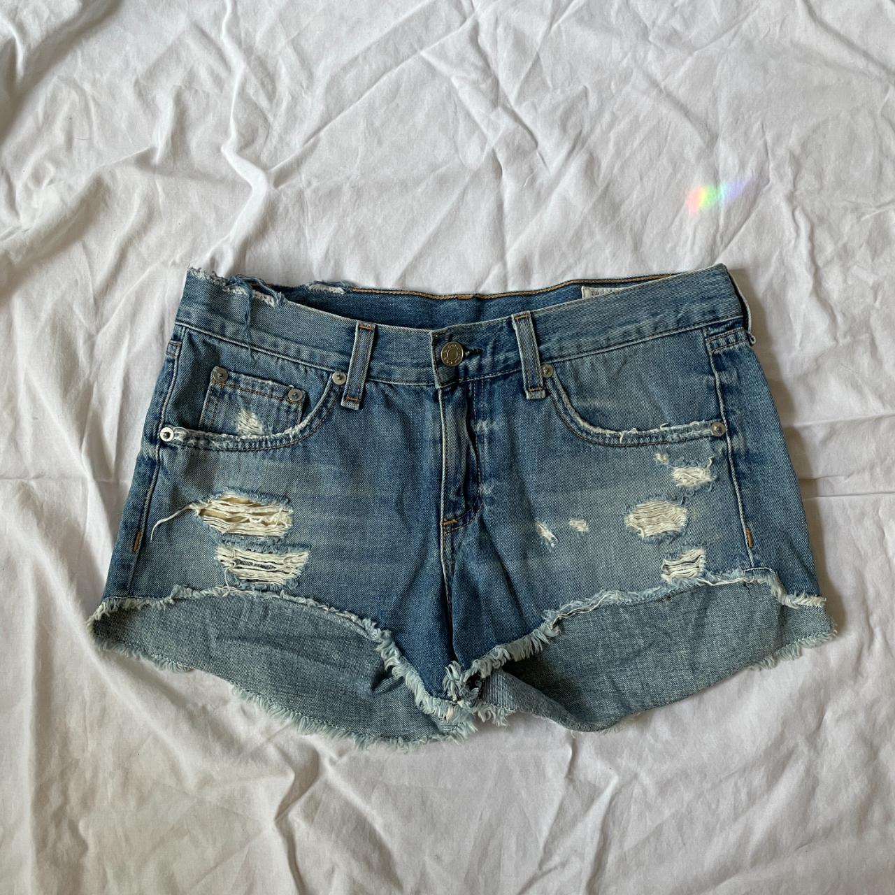 Rag & Bone Women's Blue and Navy Shorts | Depop