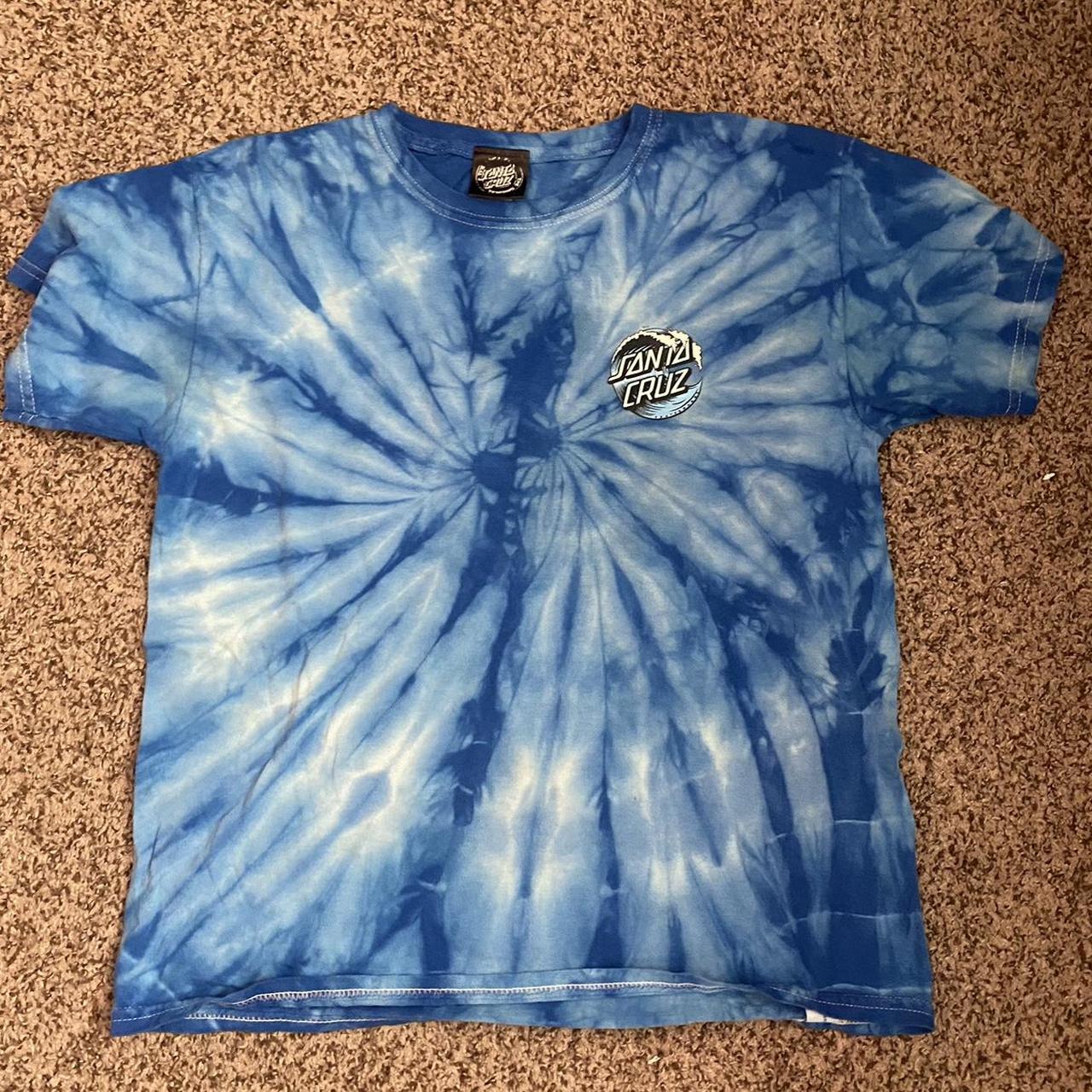 santa cruz blue tie dye wave shirt only worn once... - Depop