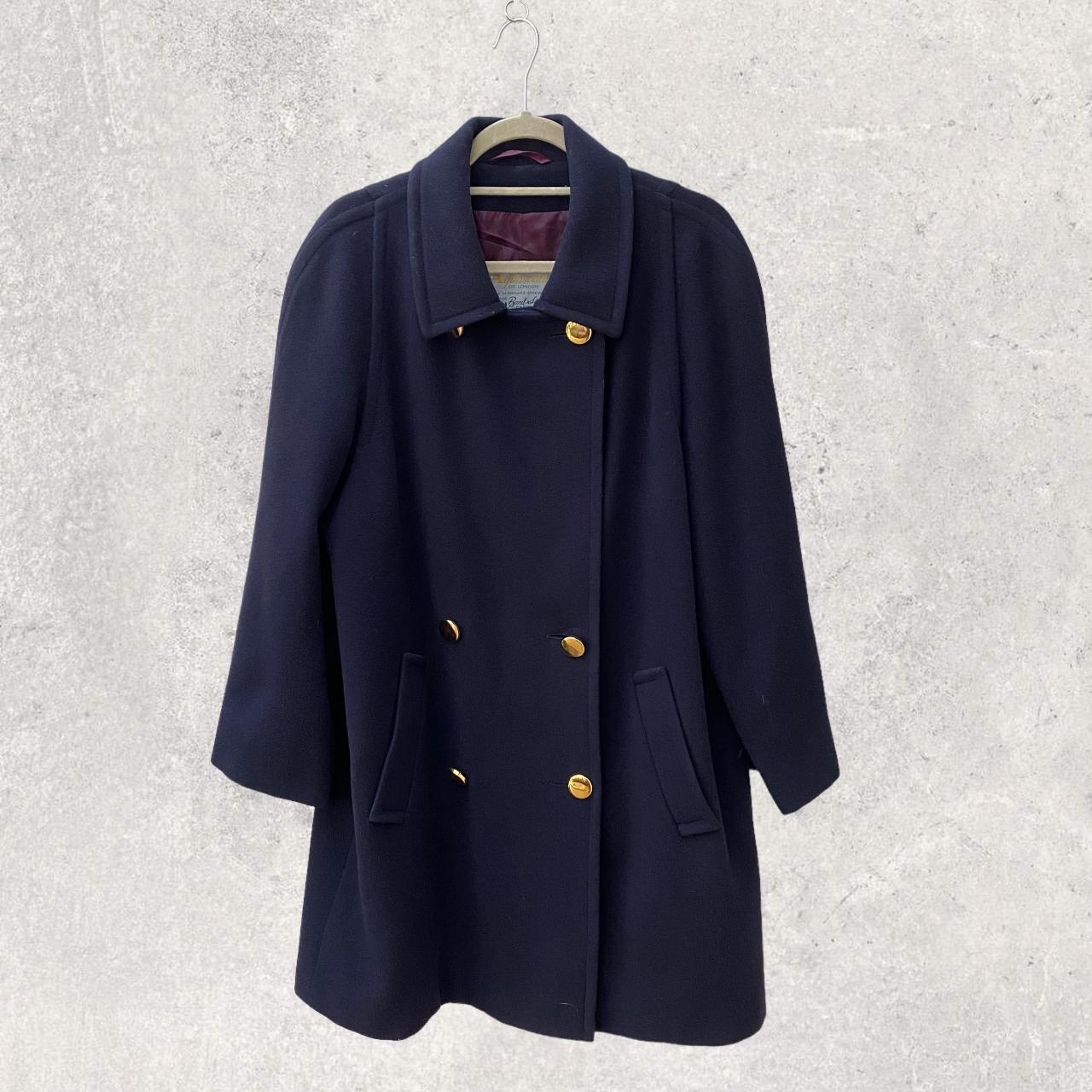 Aquascutum Women's Navy Coat | Depop