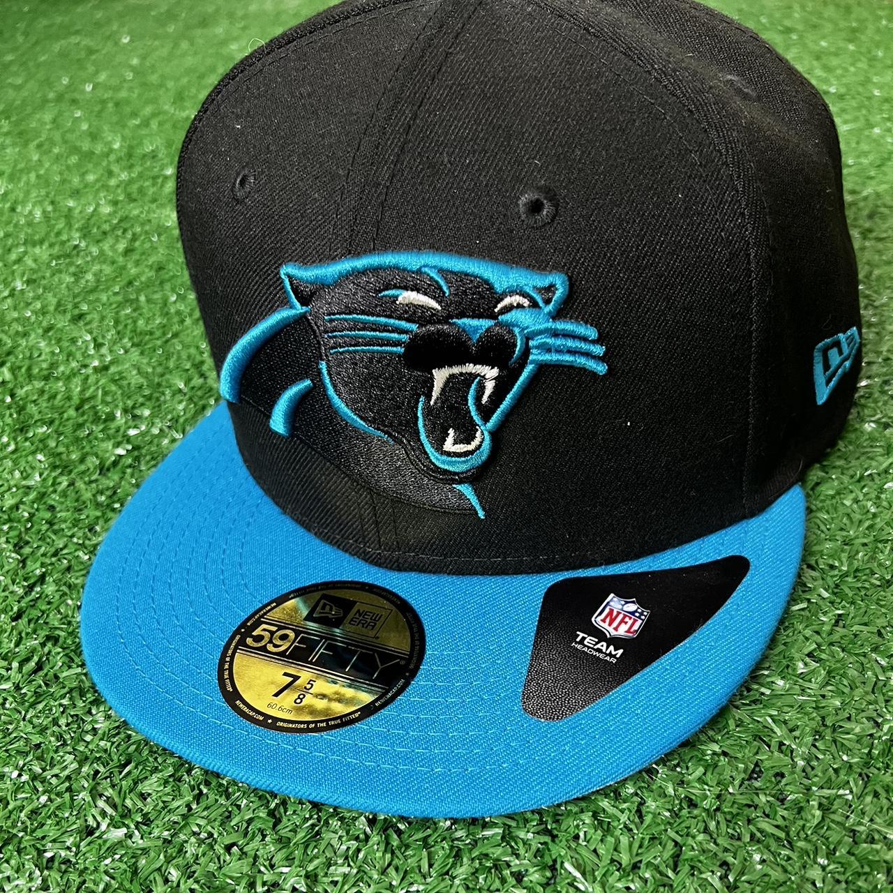 Carolina Panthers Fitted Baseball Hat Size 7 Black And Teal Fitted