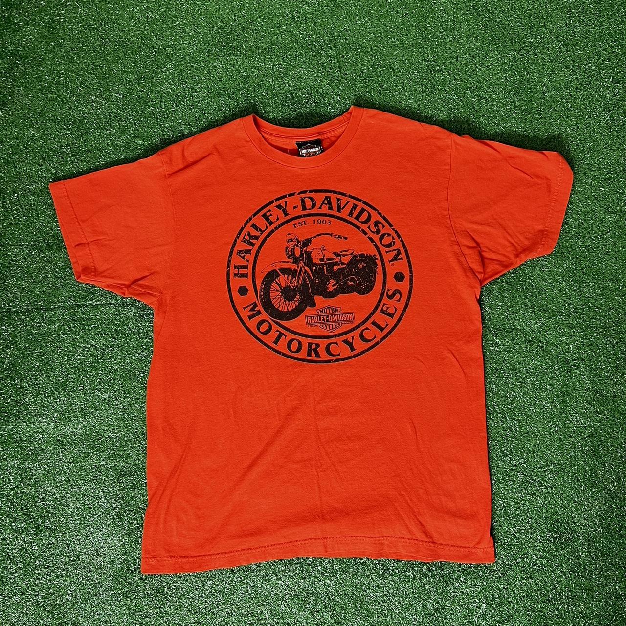 Harley Davidson Tshirt color orange size large Depop