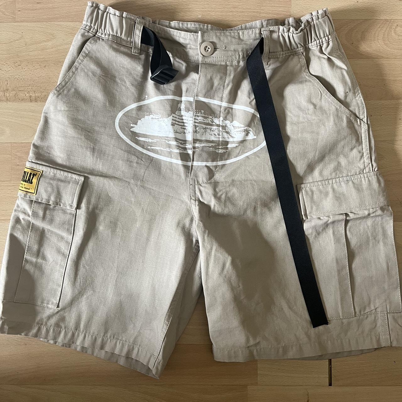 Beige Corteiz Guerillaz Cargo Shorts - Good as... - Depop