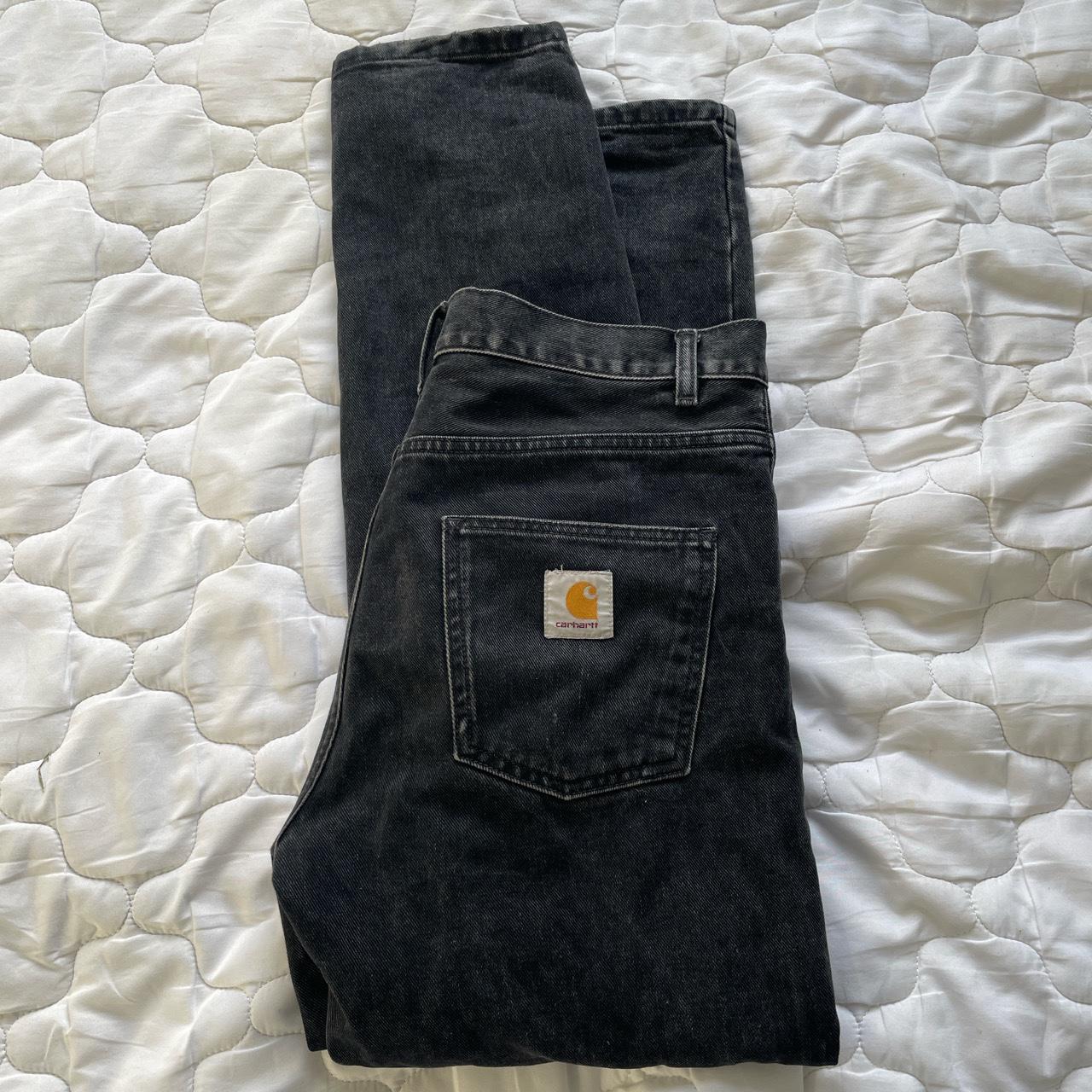 Carhartt black washed men’s jeans - Depop