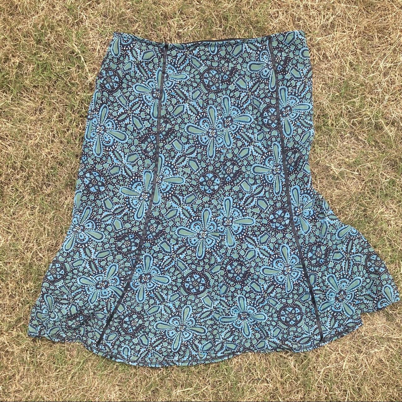 Turquoise blue green mini skirt with black ribbon... - Depop