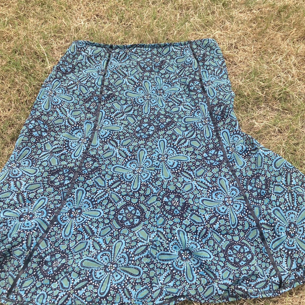 Turquoise blue green mini skirt with black ribbon... - Depop