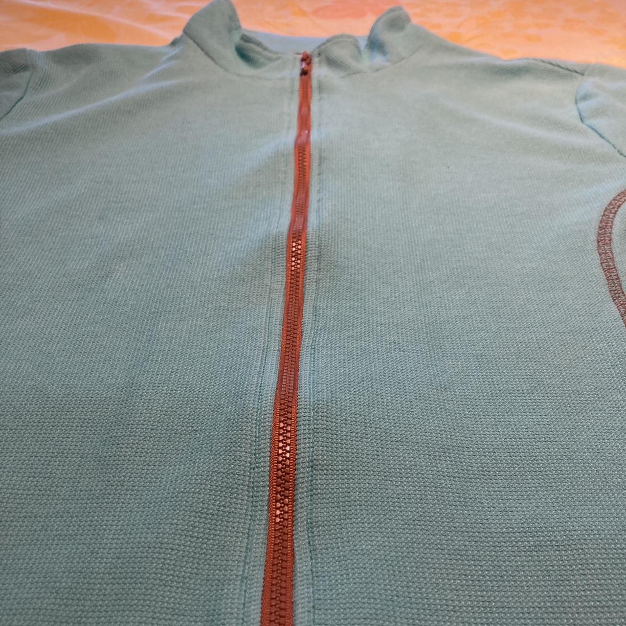 Y2k thermal zip up jacket in turquoise blue. Has... - Depop